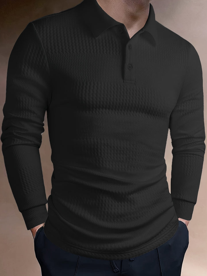 Weston | Textured Long Sleeve Polo Shirt