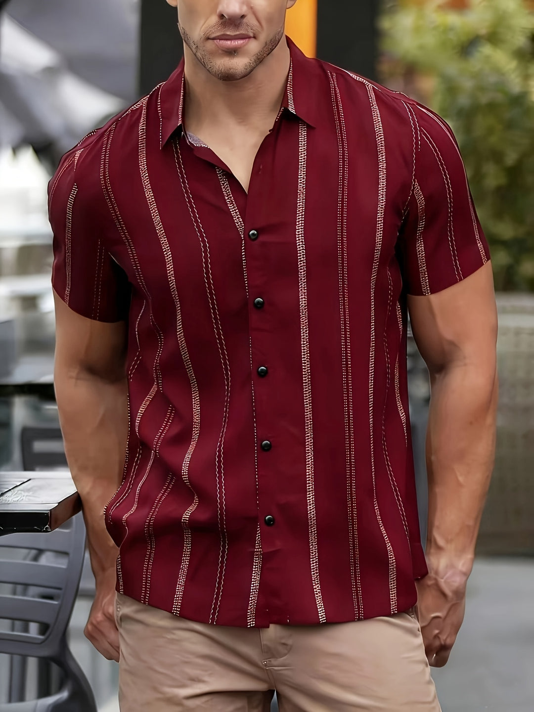 Pierce | Men's Vertical Stripe Short Sleeve Shirt