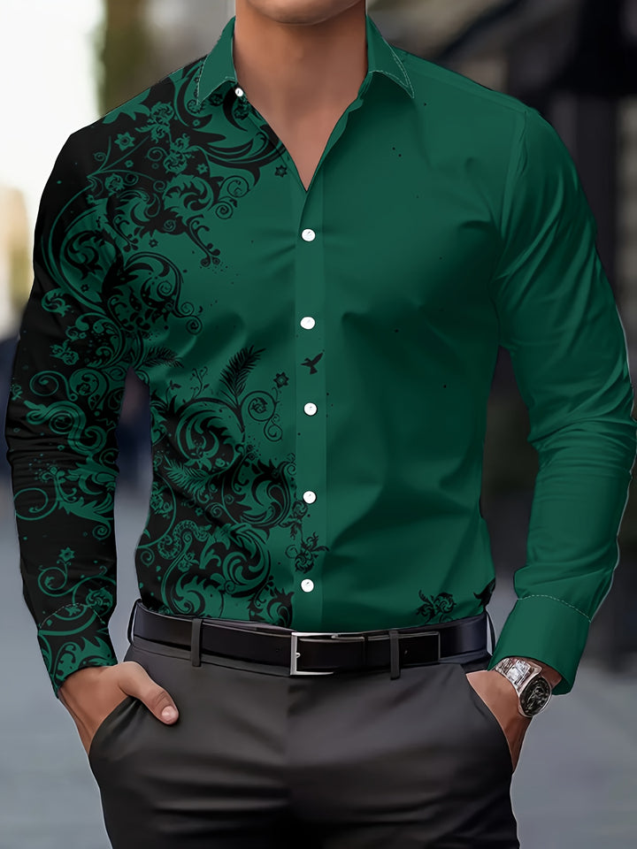 Walter | Men's Baroque Print Long Sleeve Shirt