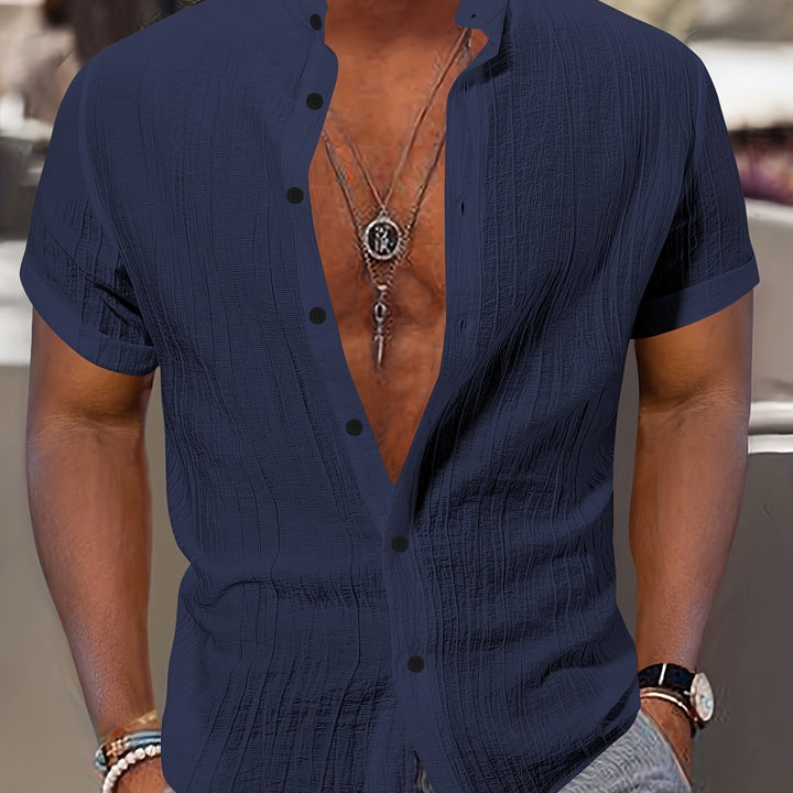 Louis | Men's Textured Stand Collar Short Sleeve Shirt