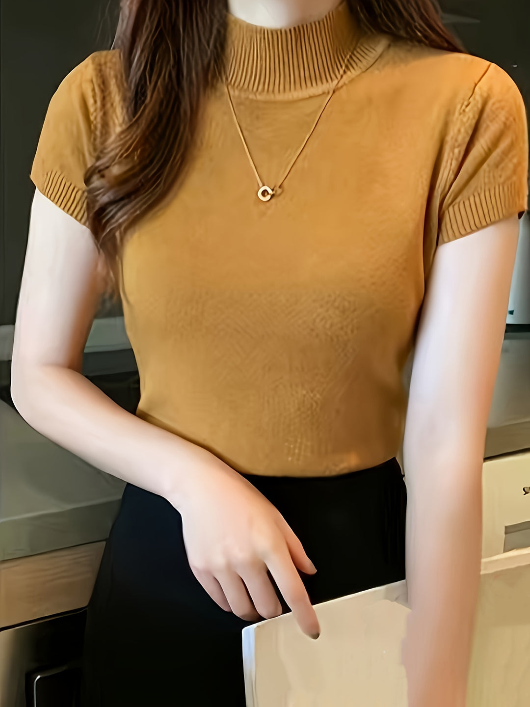Marguerite | Refined Mock-Neck Short Sleeve Top