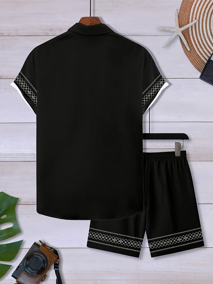 Donovan | Men's Geometric Print Shirt & Shorts Set