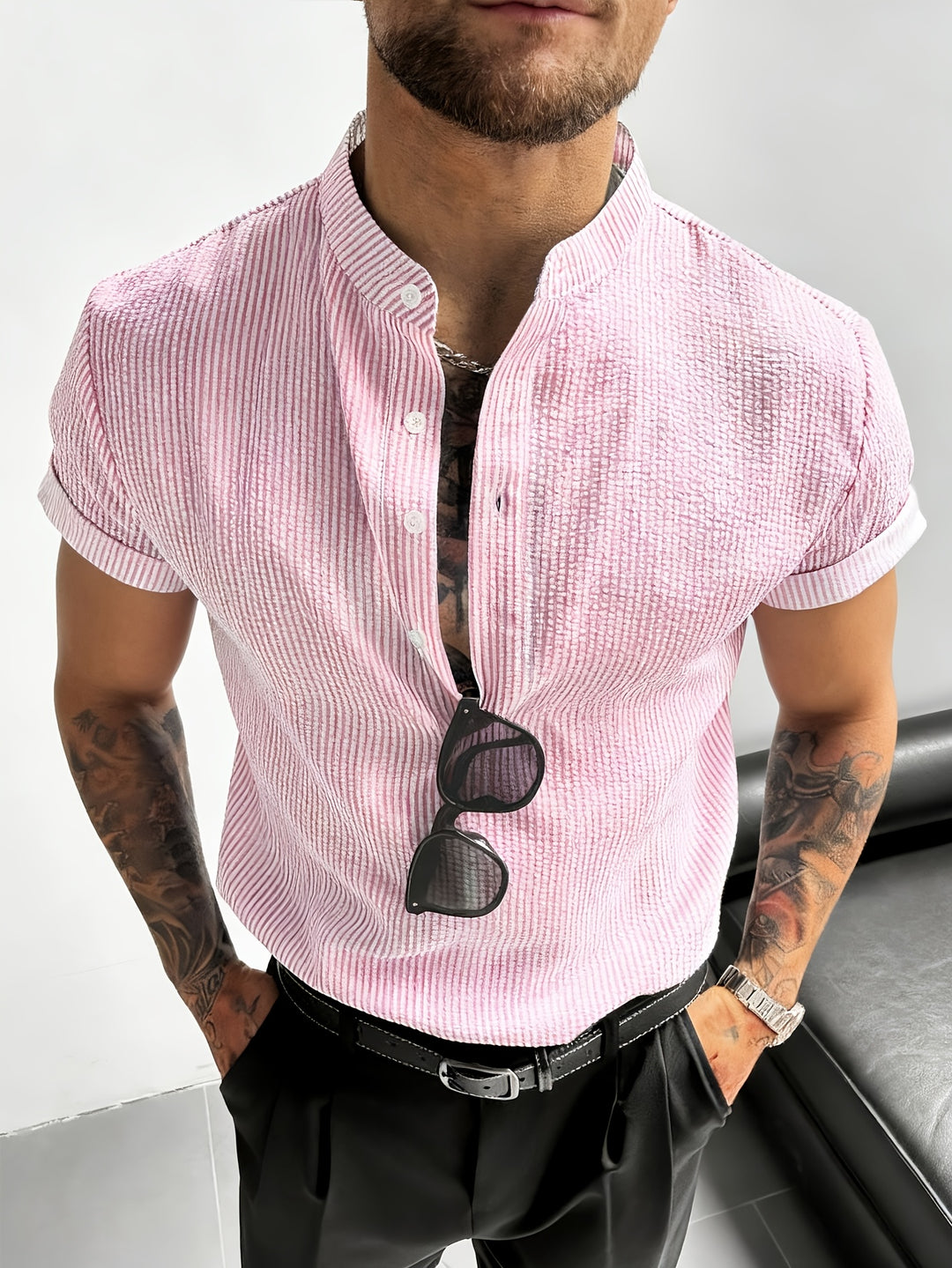 Ledger | Men's Seersucker Striped Short Sleeve Shirt