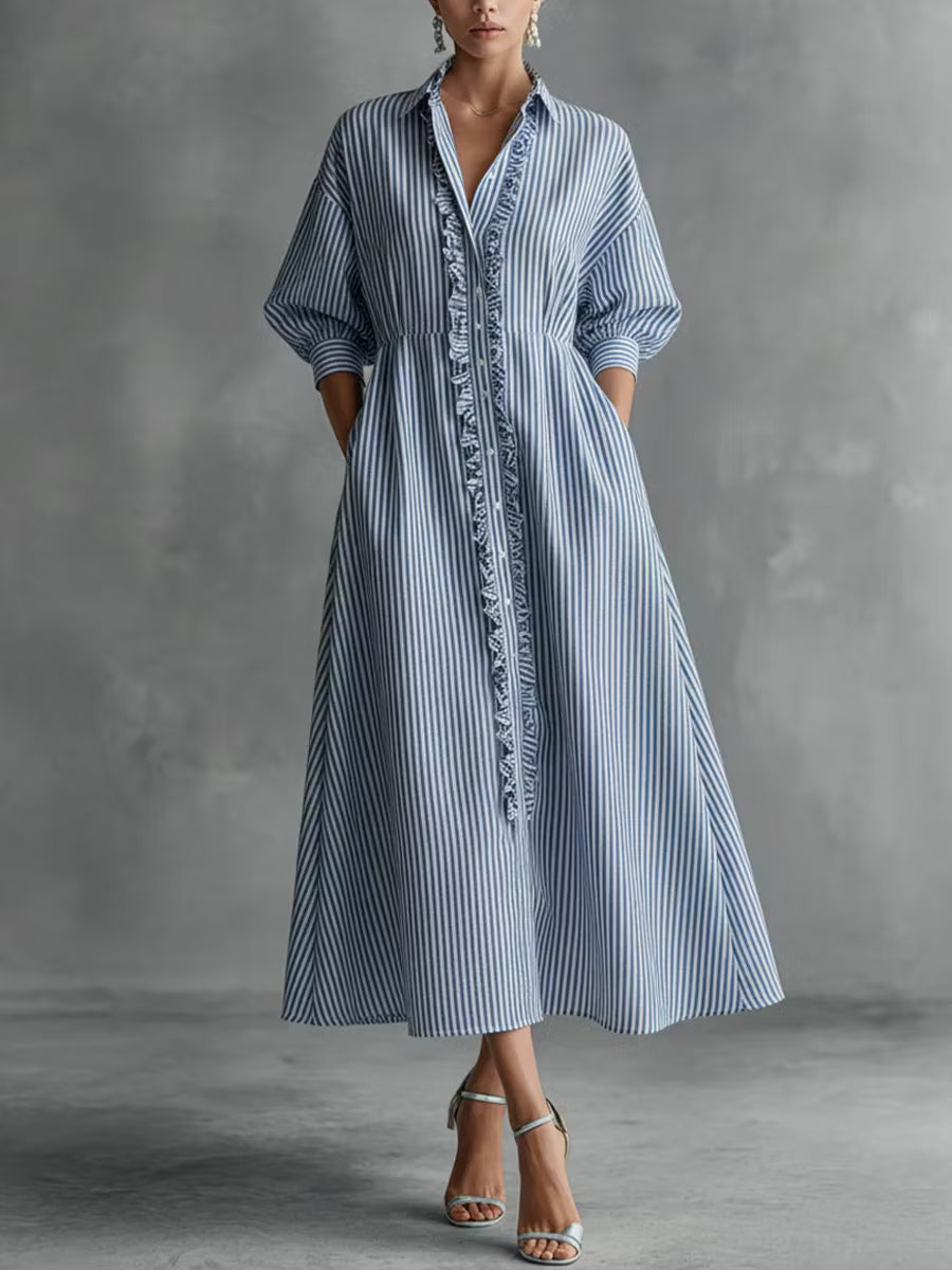 Lucille | Ruffled A-Line Shirt Dress