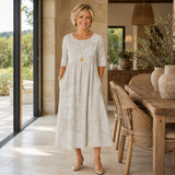 Winona | Embroidered Floral Midi Dress