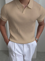 Lorenzo | Men's Ribbed Knit Open-Collar Polo