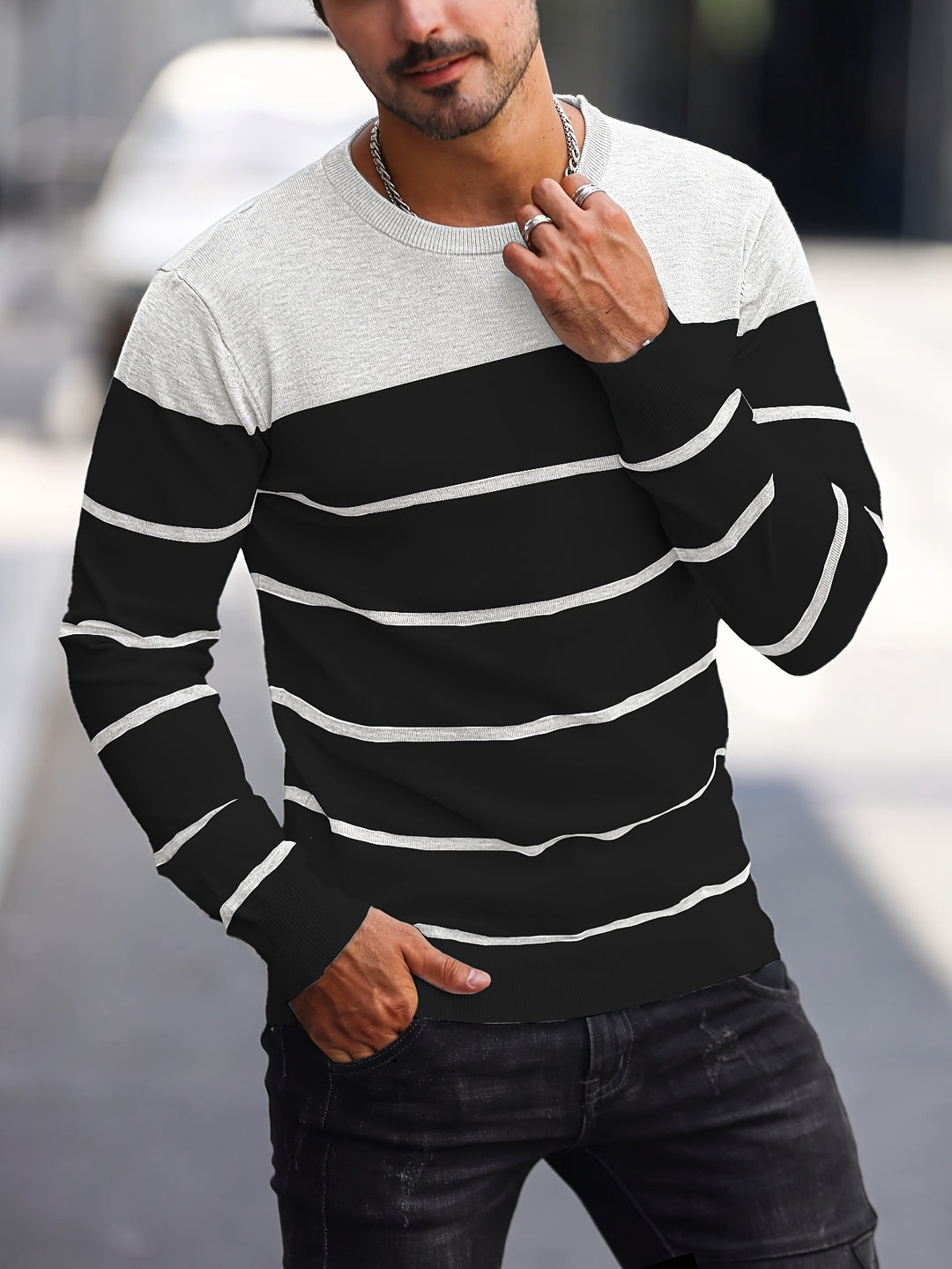 Harvey | Striped Crew Neck Sweater