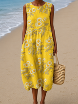 Georgina | Sleeveless Floral Beach Midi Dress