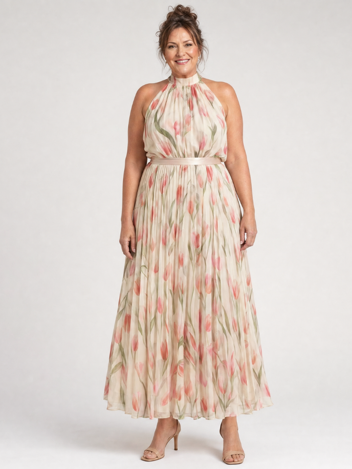Rosabel | Halter Neck Floral Midi Dress