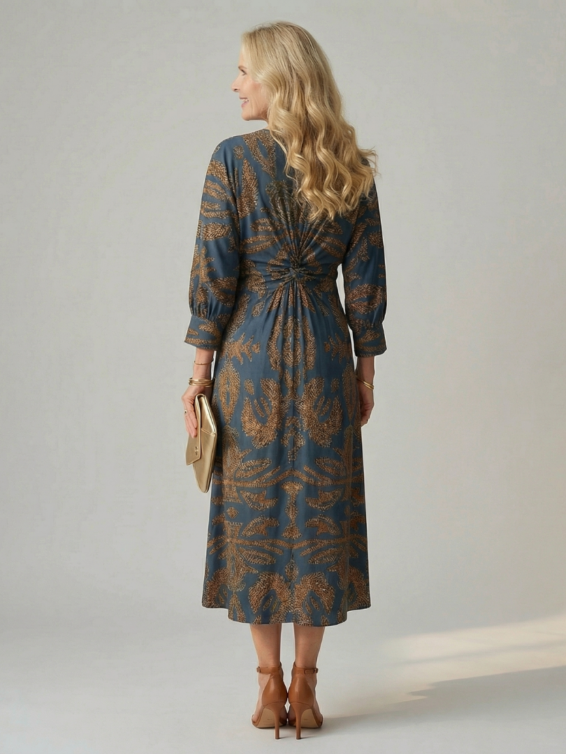 Corinna | Twist-Front Wrap Midi Dress