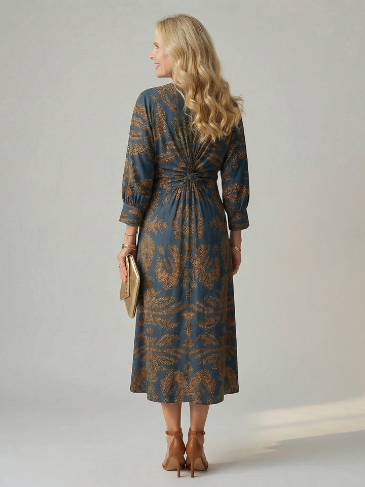 Corinna | Twist-Front Wrap Midi Dress