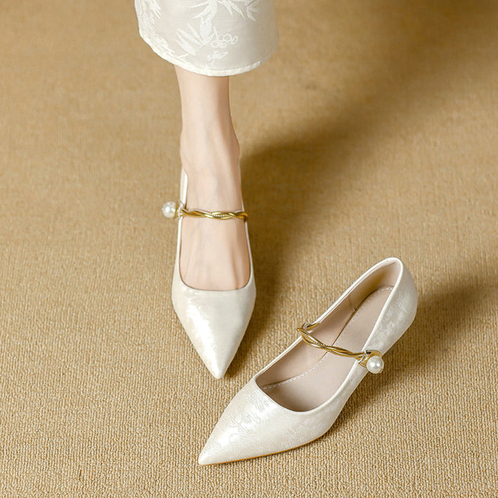 Eugenie | Pointed-Toe Pearl Heels