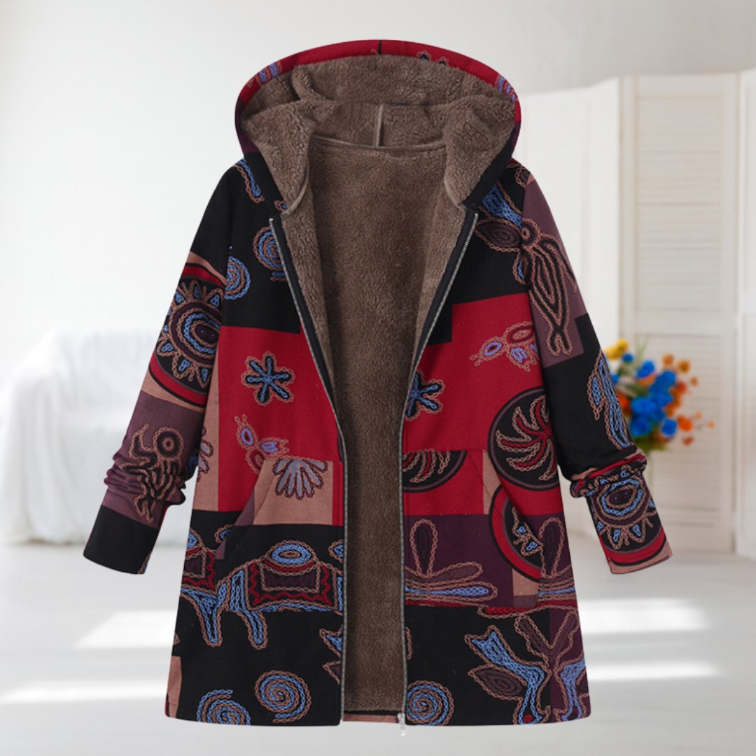 Antonia | Hooded Artisan-Print Coat
