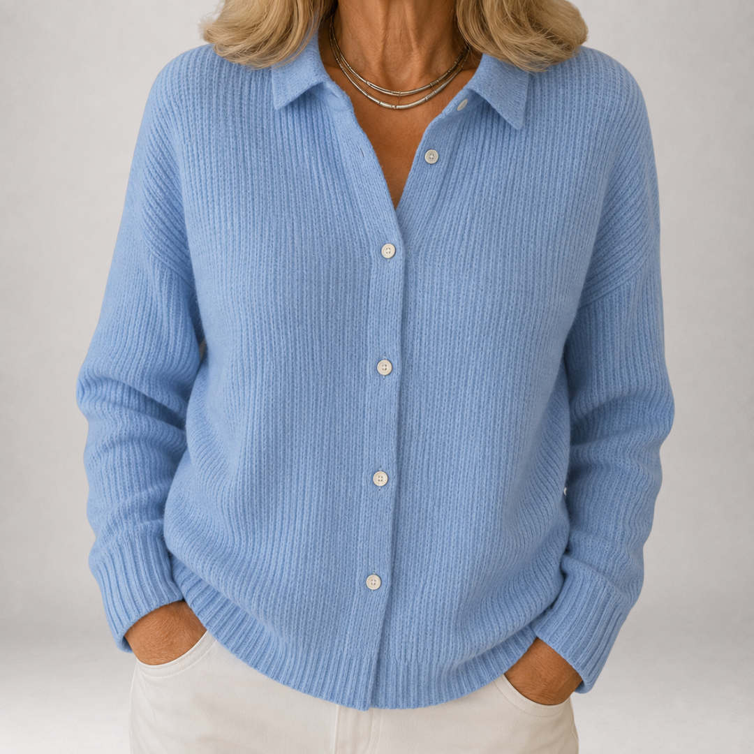 Adela | Ribbed Collared Cardigan