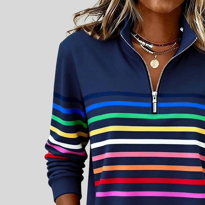 Corabelle | Striped Quarter-Zip Sweatshirt