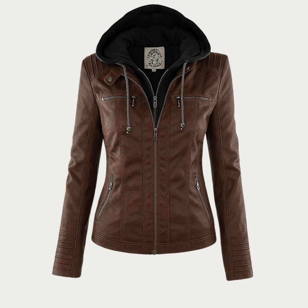 Louise | Hooded Zip-Up Biker Jacket