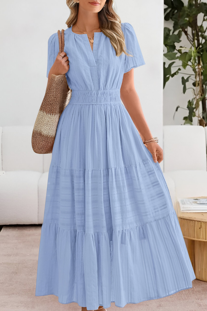 Harper | Tiered Flutter-Sleeve Maxi Dress