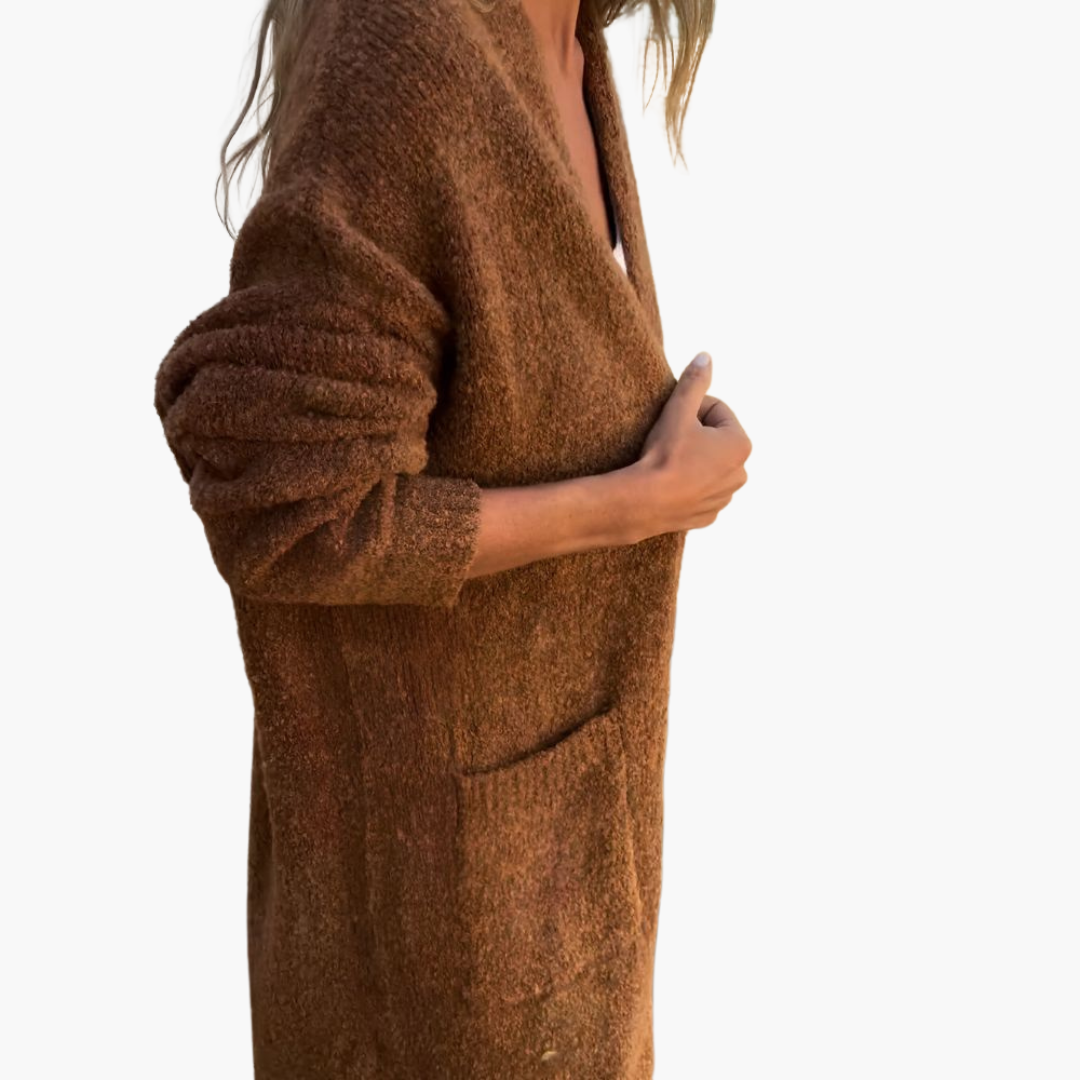 Renata | Long Open-Front Pocketed Cardigan