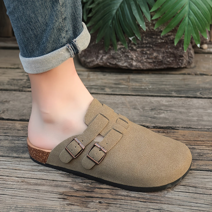 Oskar | Men's Double-Buckle Suede Clog Mule