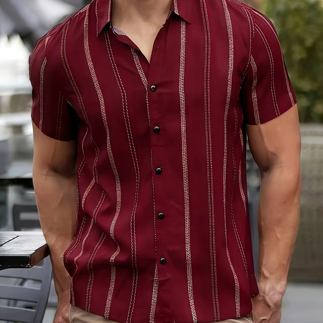 Pierce | Men's Vertical Stripe Short Sleeve Shirt
