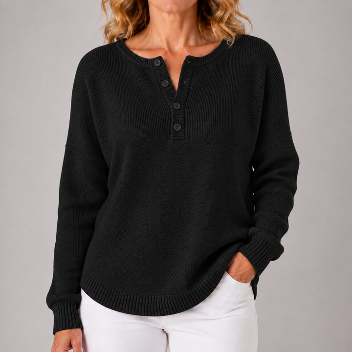 Carol | Classic Button Henley Sweater