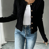 Eleanor | Cable-Knit Button-Front Cardigan