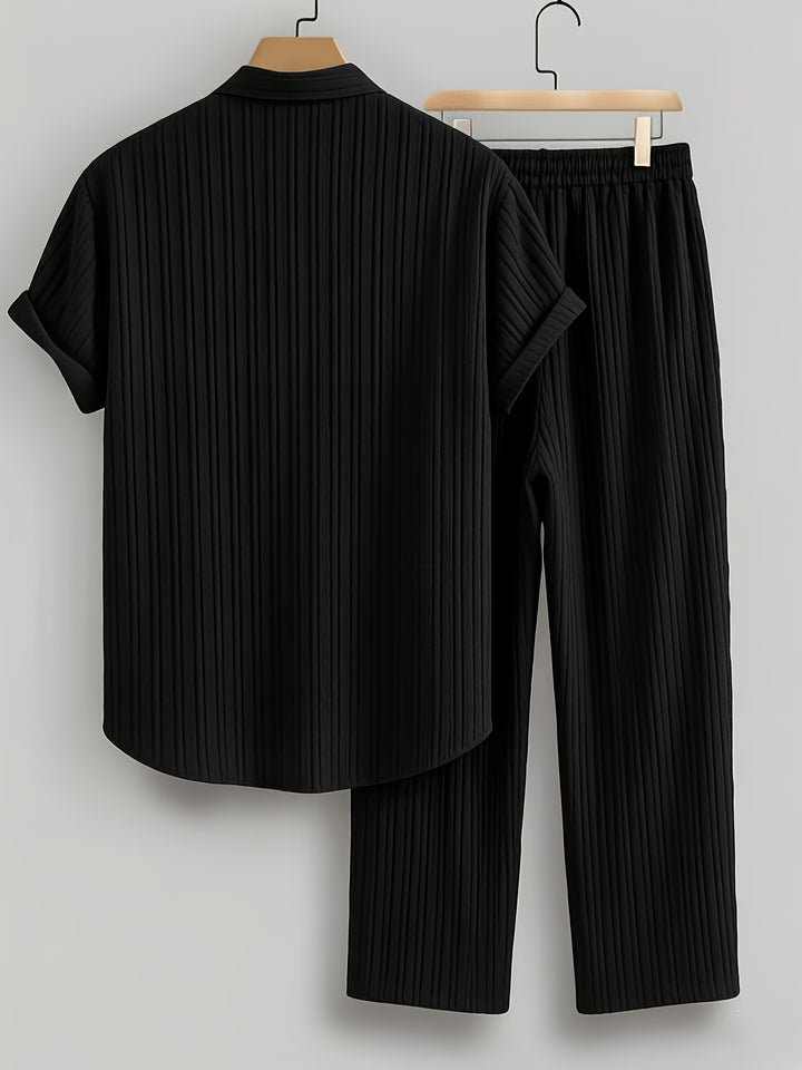 Patrick | Men's Textured Short Sleeve Shirt & Trouser Set