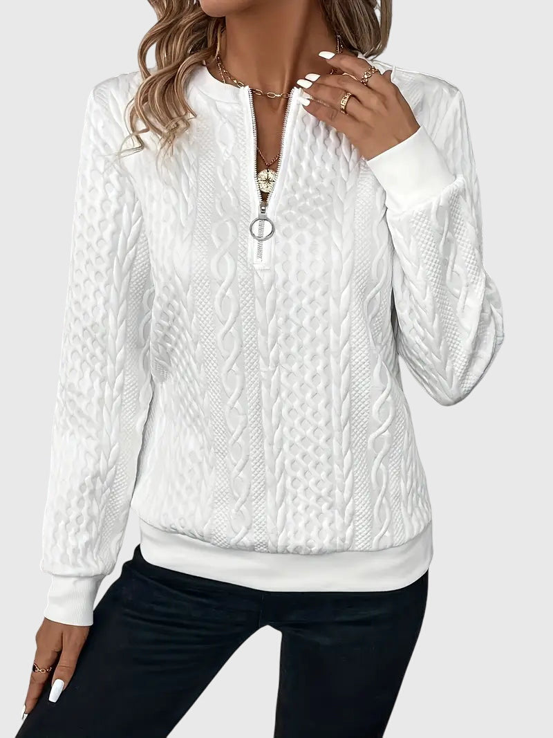 Romy | Textured Zip-Neck Sweater