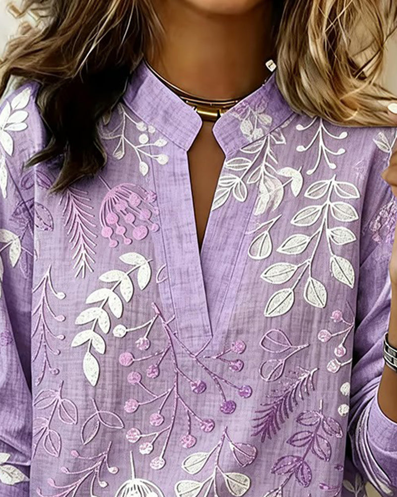 Elaine | Botanical Notch-Neck Blouse