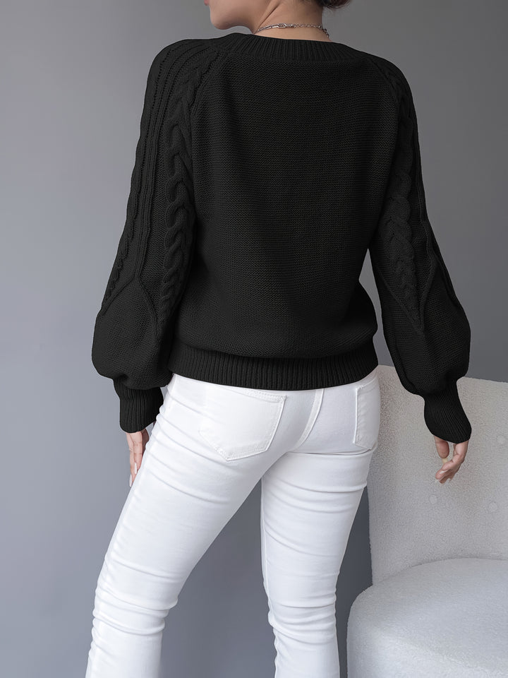 Waverly | Cable-Knit Lantern Sleeve Sweater