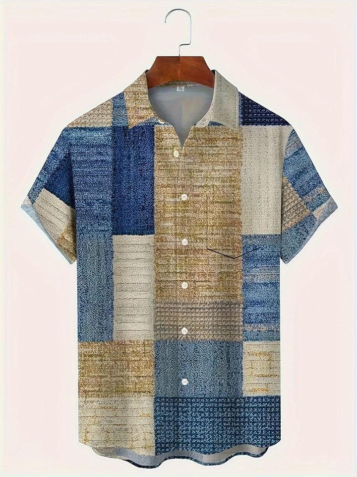 Gable | Men's Coloured Geometric Short Sleeve Shirt