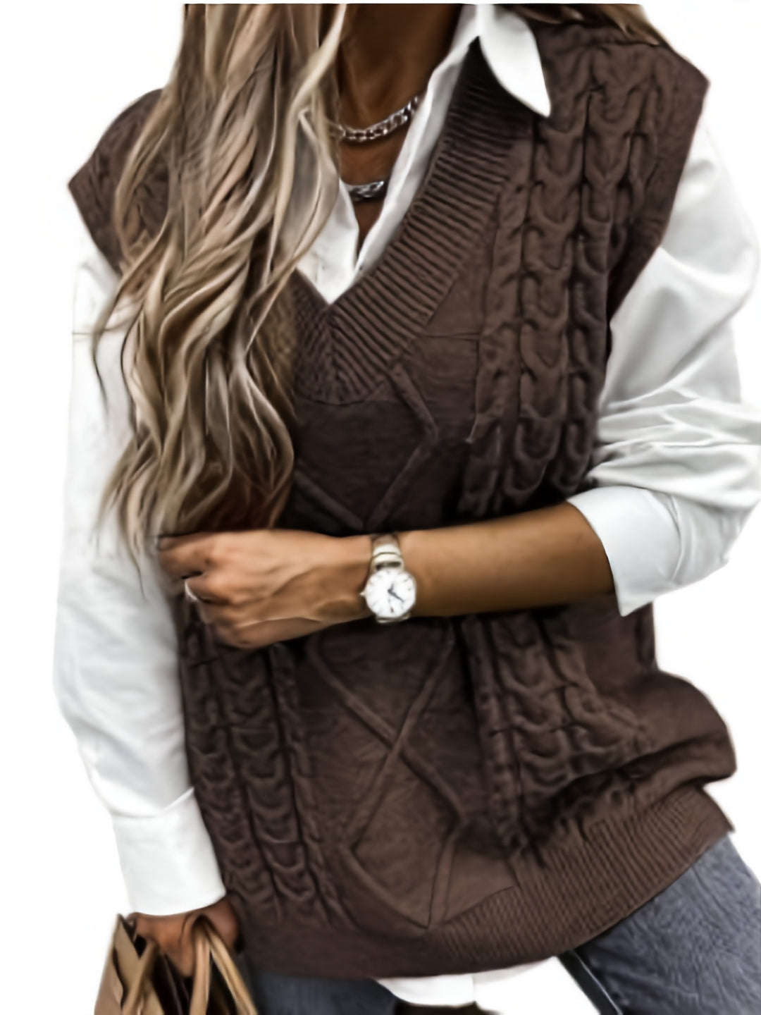 Cambria | Cable-Knit V-Neck Sweater Vest