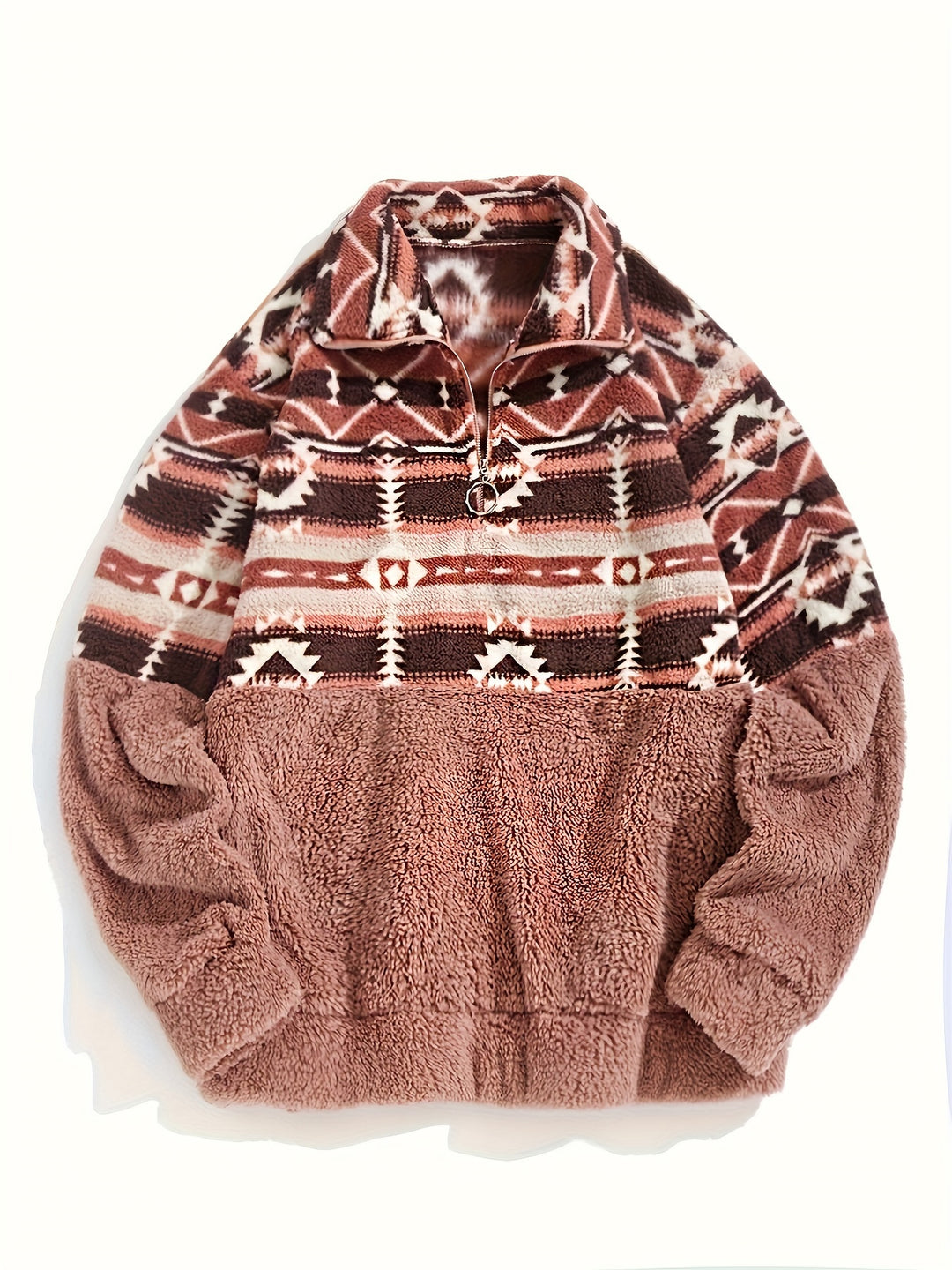 Sienna | Patterned Half-Zip Teddy Pullover