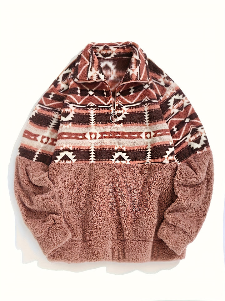 Sienna | Patterned Half-Zip Teddy Pullover