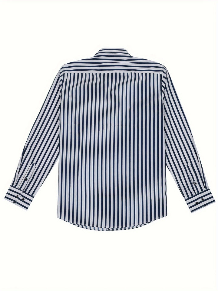 Stroud | Men's Slim Fit Bold Stripe Long Sleeve Dress Shirt