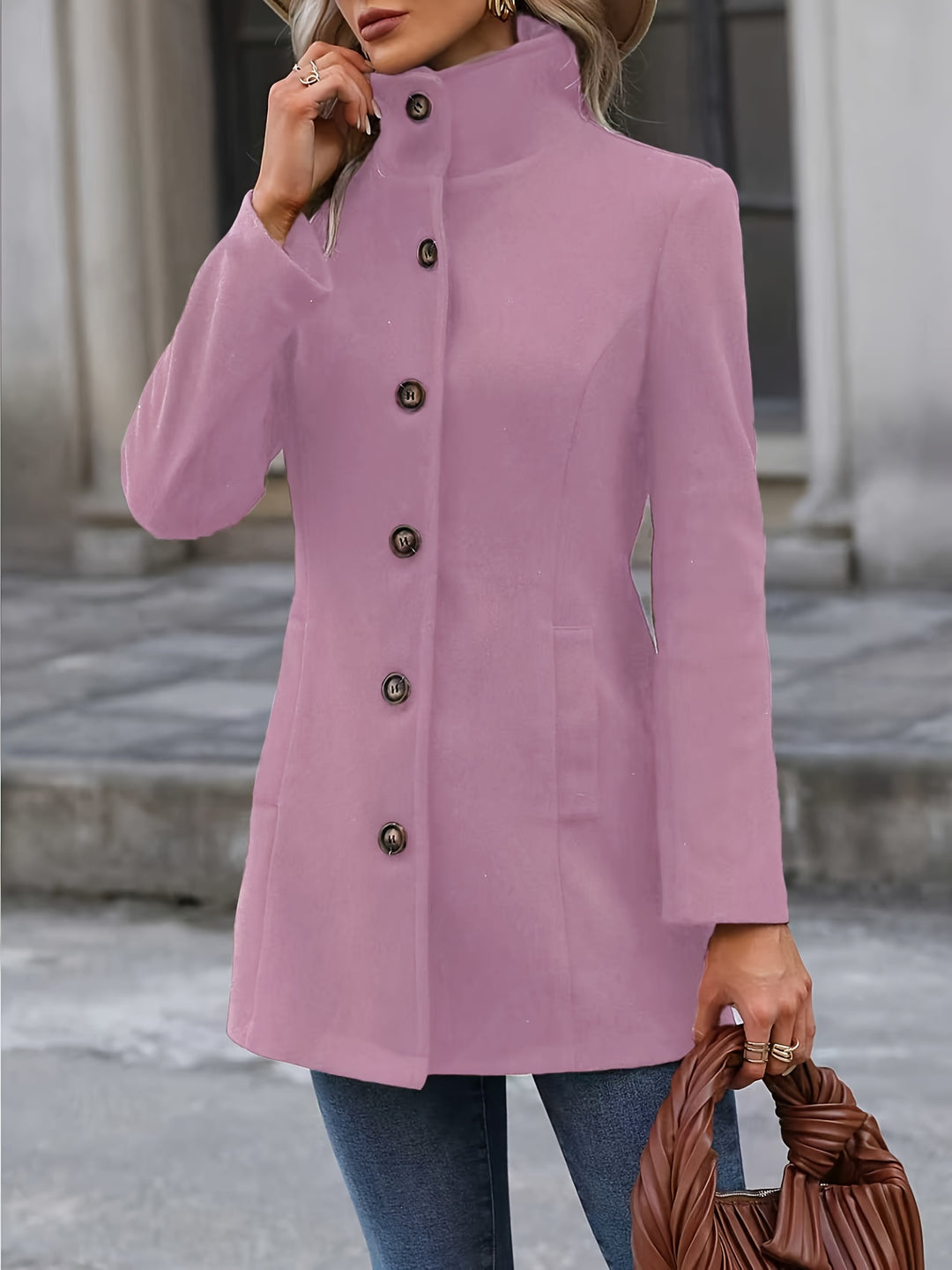 Fiona | Stand Collar Button-Front Coat