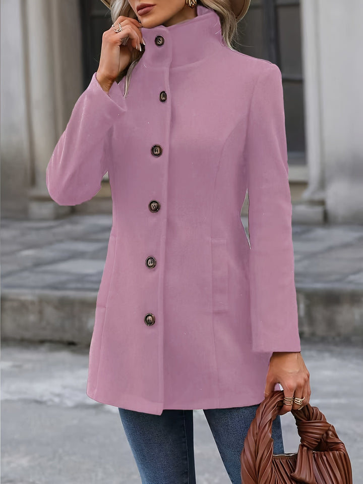 Fiona | Stand Collar Button-Front Coat