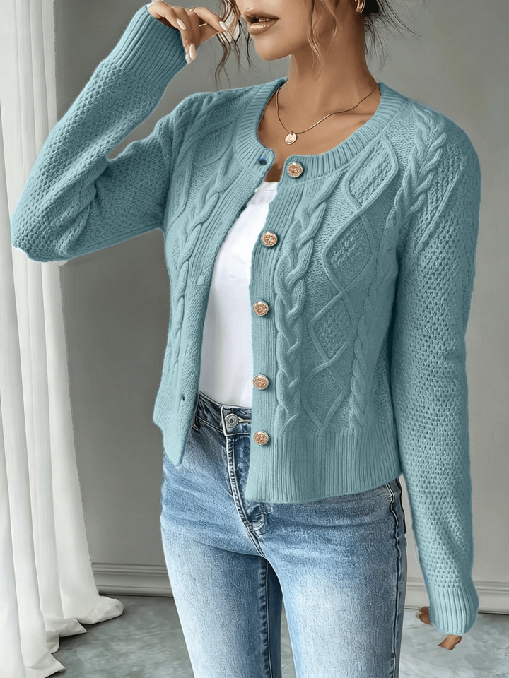 Eleanor | Cable-Knit Button-Front Cardigan