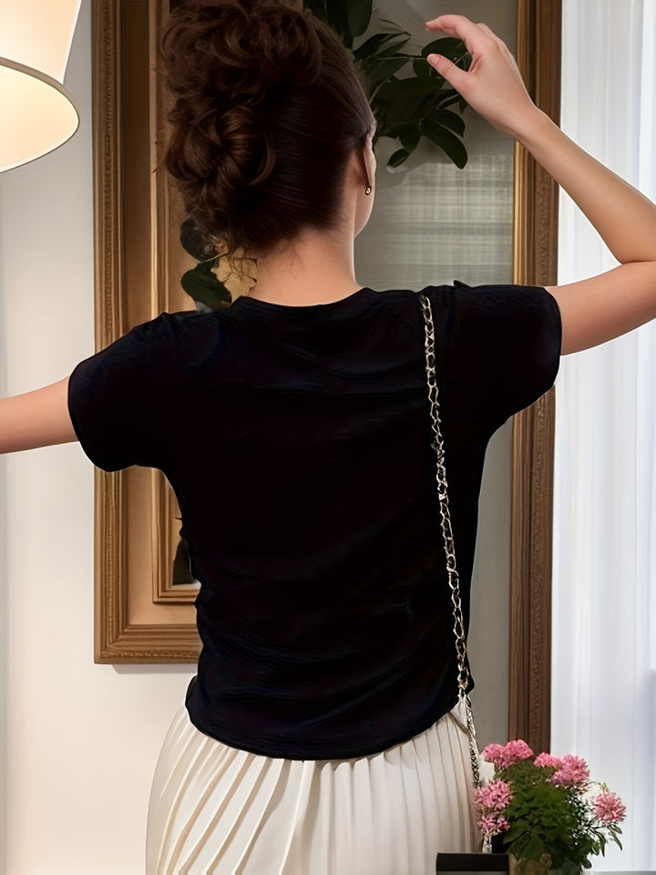 Josephine | Refined Mock-Neck Short-Sleeve Top