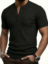 Barry | Men's Textured Knit Short Sleeve Henley