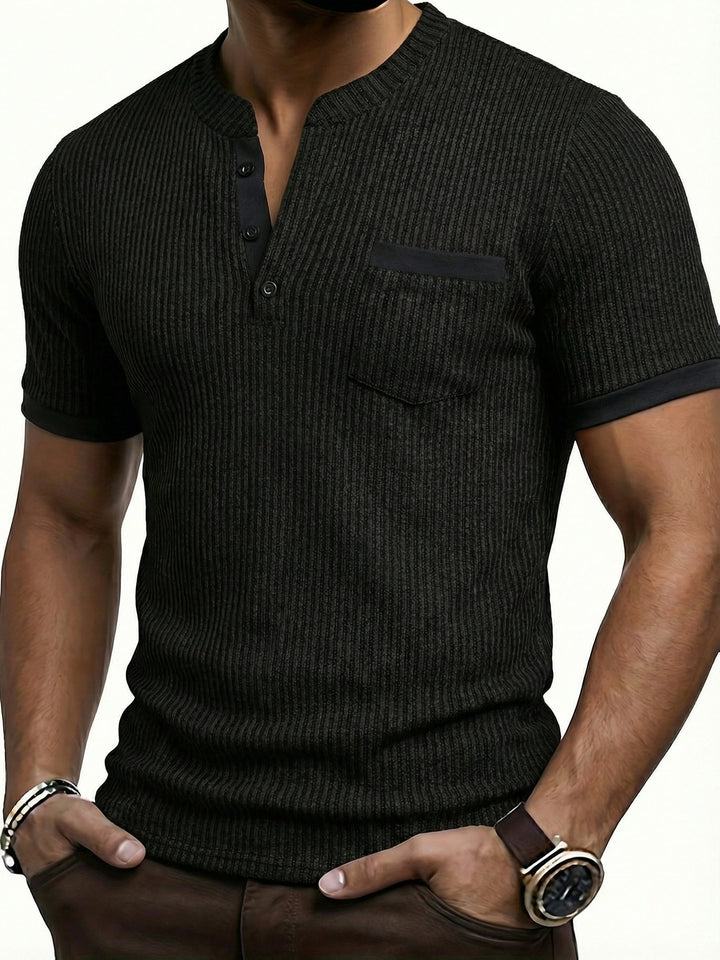 Barry | Men's Textured Knit Short Sleeve Henley