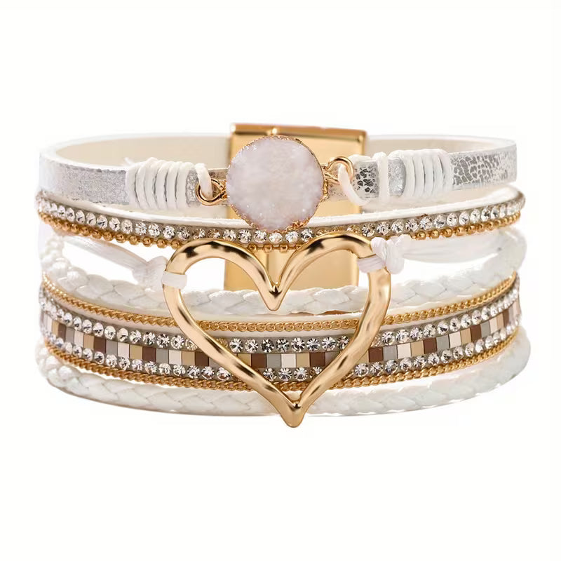 Blanche | Layered Heart Cuff Bracelet