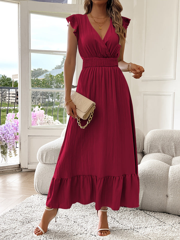 Seraphina | Ruffled V-Neck Midi Dress