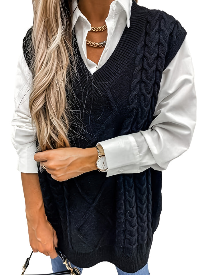 Cambria | Cable-Knit V-Neck Sweater Vest