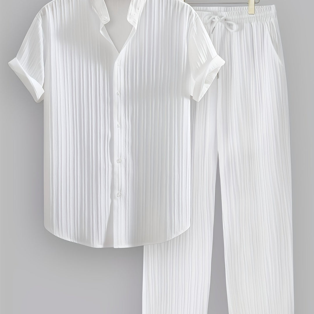 Felix | Men's Pleated Stand Collar Two-Piece Set