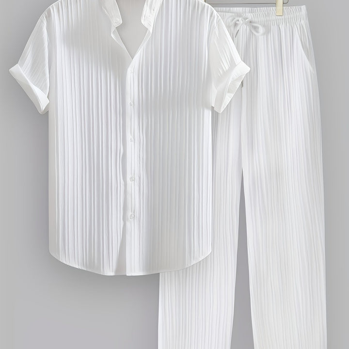 Felix | Men's Pleated Stand Collar Two-Piece Set