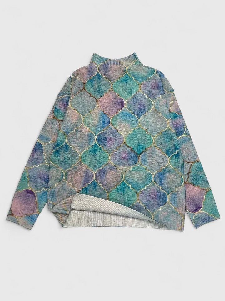 Aurora | Mosaic-Print Turtleneck Sweater