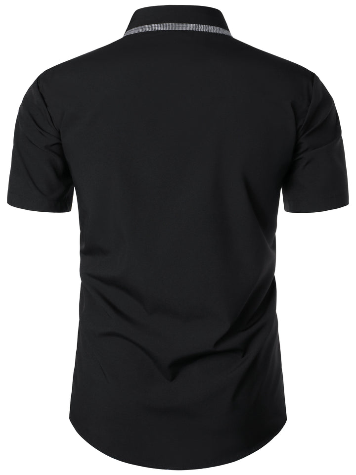 Ashford | Men's Contrast Check Collar Short Sleeve Shirt