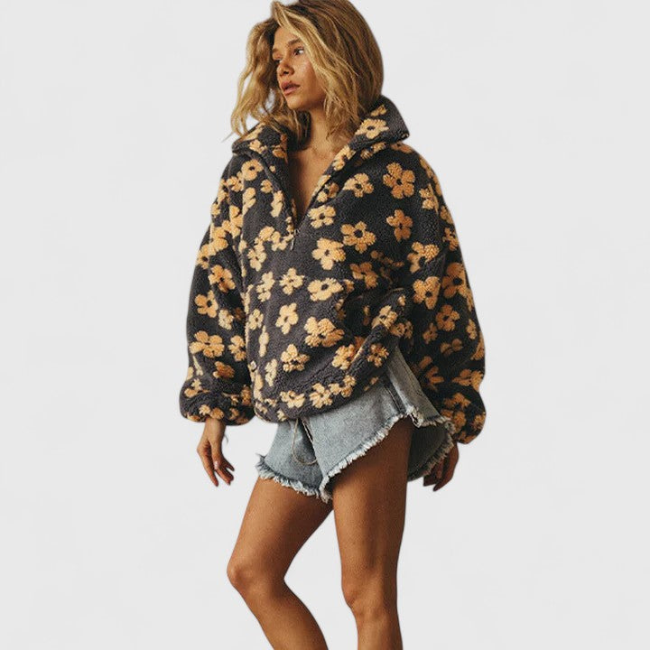 Astrid | Cozy Floral Half-Zip Pullover