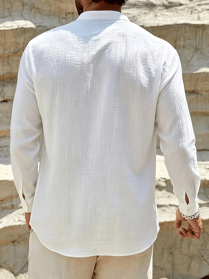 Solan | Men's Relaxed Linen Henley Shirt